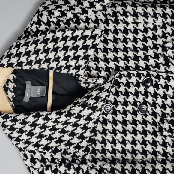 Houndstooth Blazer Jacket Wool Blend Size 6 Ann Taylor Boxy - Picture 2 of 7